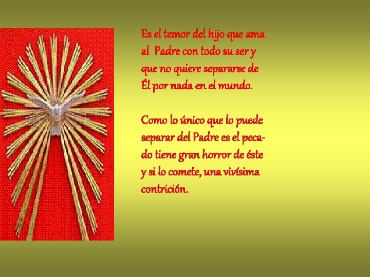 Es el temor del hijo que ama al Padre con todo su ser y