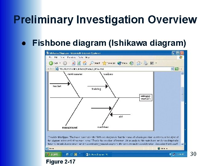 Preliminary Investigation Overview ● Fishbone diagram (Ishikawa diagram) 30 Figure 2 -17 