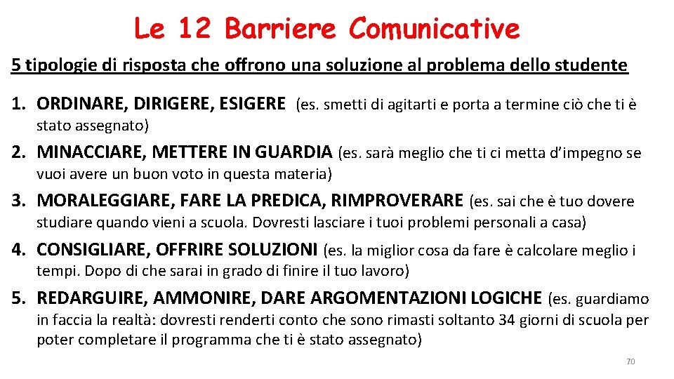 Le 12 Barriere Comunicative 5 tipologie di risposta che offrono una soluzione al problema