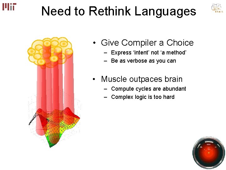Need to Rethink Languages • Give Compiler a Choice – Express ‘intent’ not ‘a