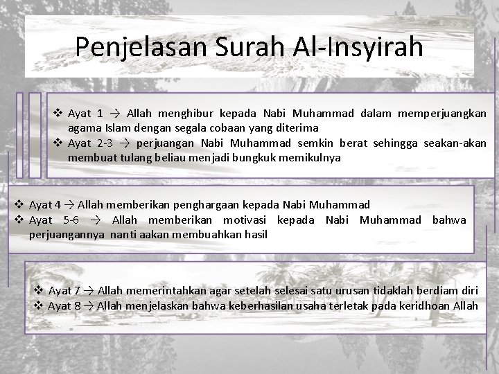 Penjelasan Surah Al-Insyirah v Ayat 1 → Allah menghibur kepada Nabi Muhammad dalam memperjuangkan