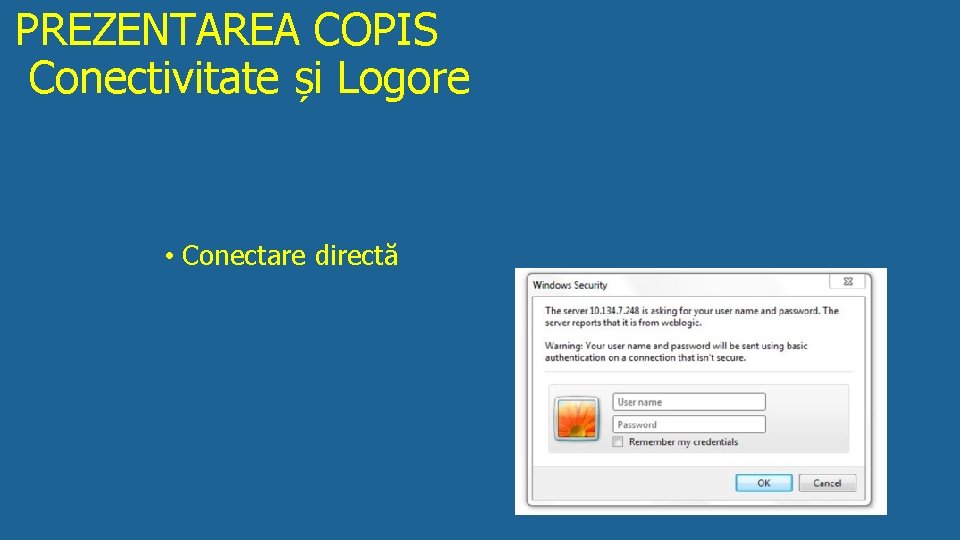 PREZENTAREA COPIS Conectivitate și Logore • Conectare directă 