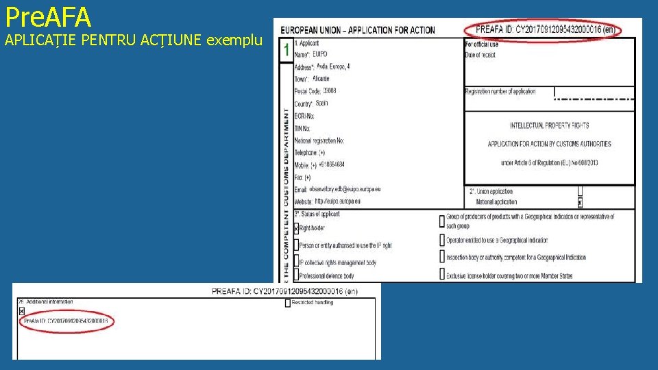 Pre. AFA APLICAȚIE PENTRU ACȚIUNE exemplu 