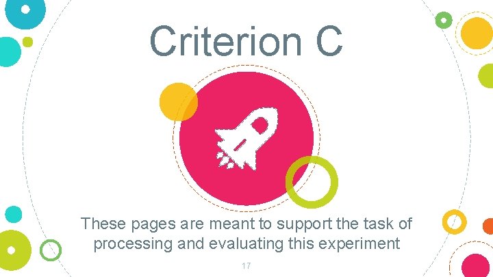 Criterion C These pages are meant to support the task of processing and evaluating