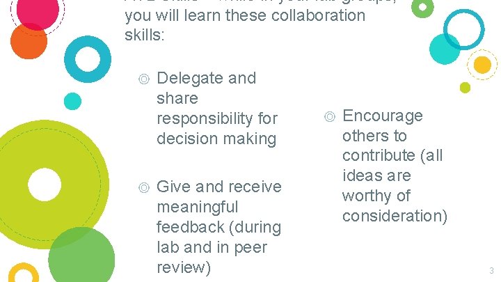 ATL Skills – while in your lab groups, you will learn these collaboration skills: