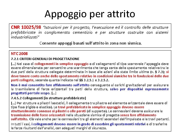 Appoggio per attrito CNR 10025/98 “Istruzioni per il progetto, l'esecuzione ed il controllo delle