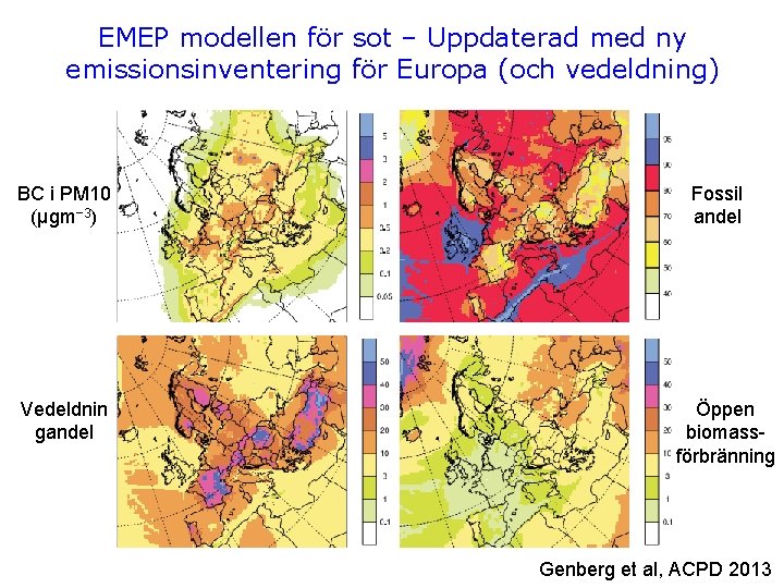 EMEP modellen för sot – Uppdaterad med ny emissionsinventering för Europa (och vedeldning) BC