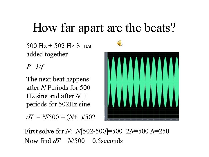 How far apart are the beats? 500 Hz + 502 Hz Sines added together