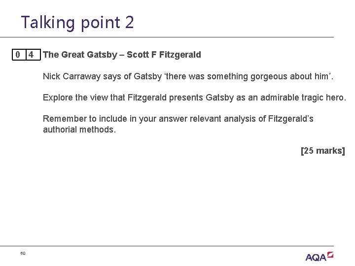 Talking point 2 0 4 The Great Gatsby – Scott F Fitzgerald Nick Carraway