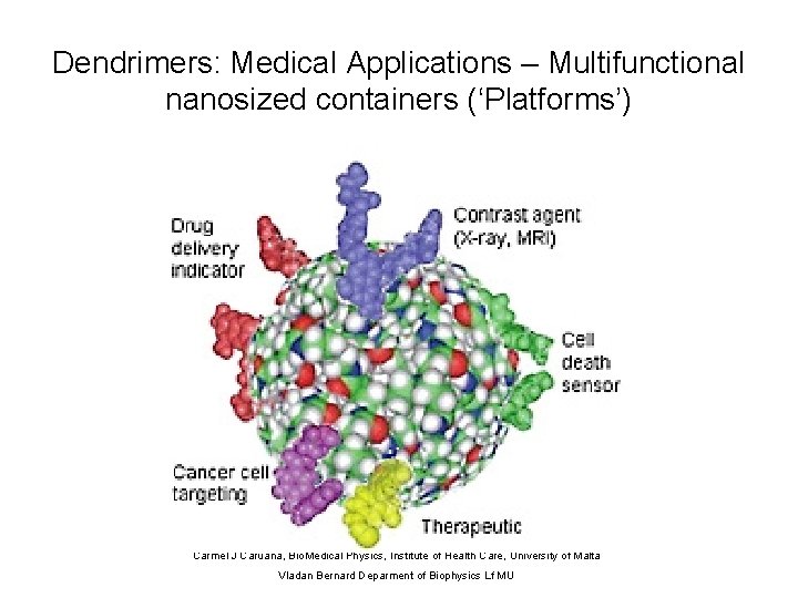 Dendrimers: Medical Applications – Multifunctional nanosized containers (‘Platforms’) Carmel J Caruana, Bio. Medical Physics,