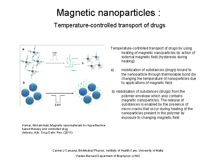 Magnetic nanoparticles : Temperature-controlled transport of drugs by using heating of magnetic nanoparticles by