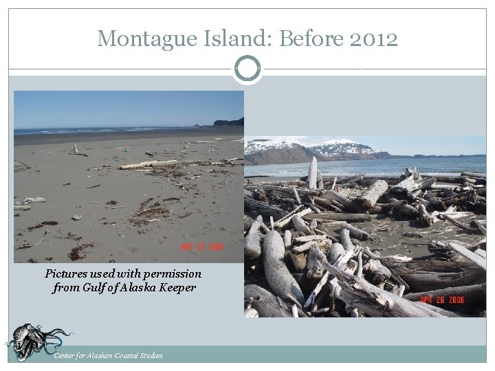 Montague Island: Before 2012 Pictures used with permission from Gulf of Alaska Keeper Center