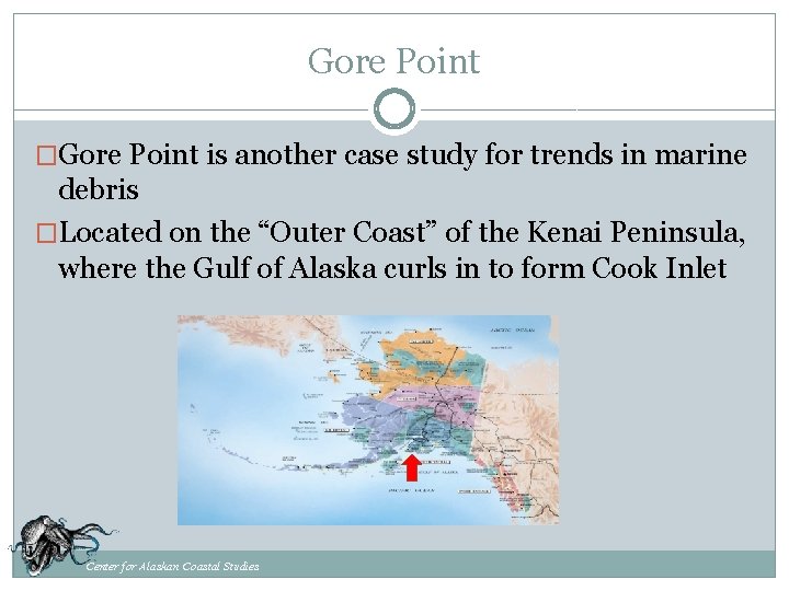 Gore Point �Gore Point is another case study for trends in marine debris �Located