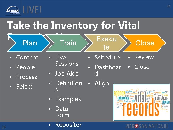 20 Take the Inventory for Vital Records - How Execu Plan • Content •