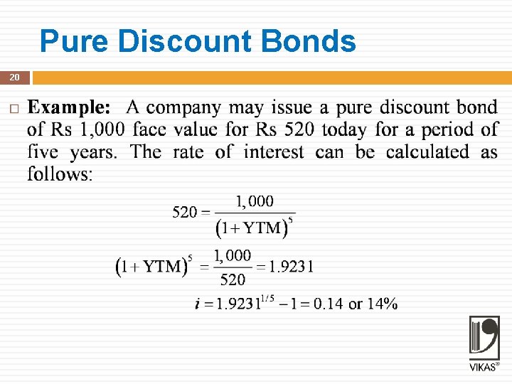 Pure Discount Bonds 20 