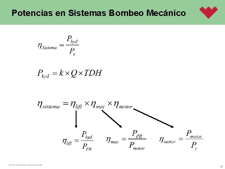 Potencias en Sistemas Bombeo Mecánico © 2004 Weatherford. All rights reserved. 15 