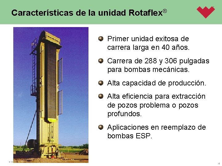 Características de la unidad Rotaflex® Primer unidad exitosa de carrera larga en 40 años.