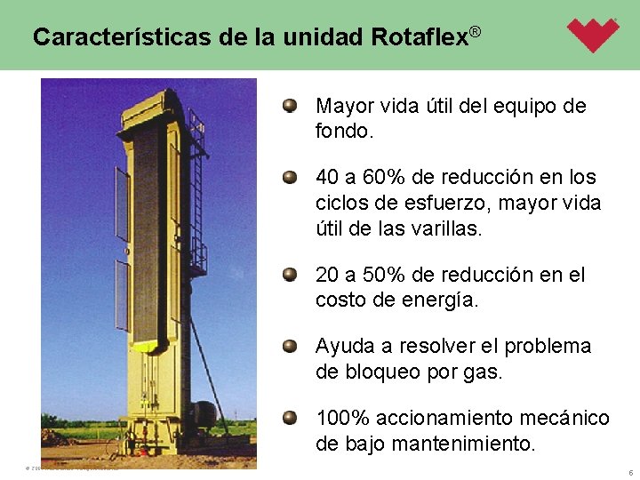 Características de la unidad Rotaflex® Mayor vida útil del equipo de fondo. 40 a