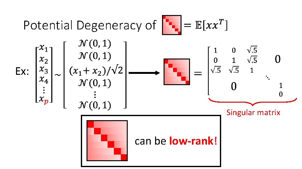 Potential Degeneracy of Ex: Singular matrix can be low-rank! 