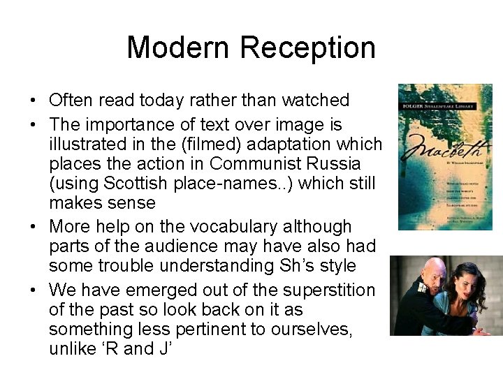 Macbeth Context of production and of reception Background