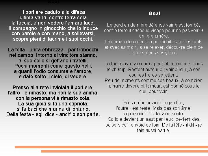 Goal Il portiere caduto alla difesa ultima vana, contro terra cela la faccia, a