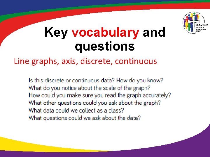Key vocabulary and questions Line graphs, axis, discrete, continuous 