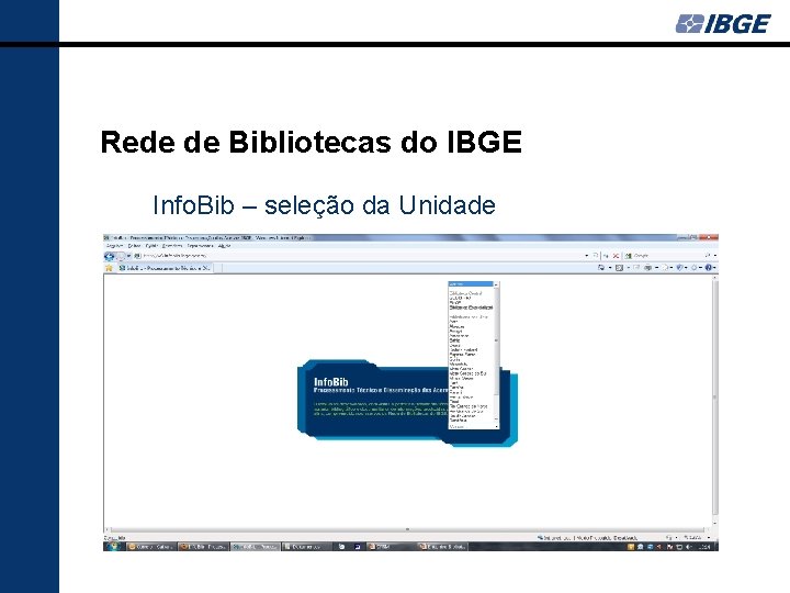 Rede de Bibliotecas do IBGE Info. Bib – seleção da Unidade 