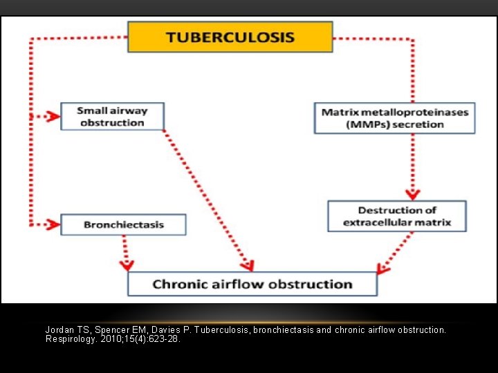 Jordan TS, Spencer EM, Davies P. Tuberculosis, bronchiectasis and chronic airflow obstruction. Respirology. 2010;