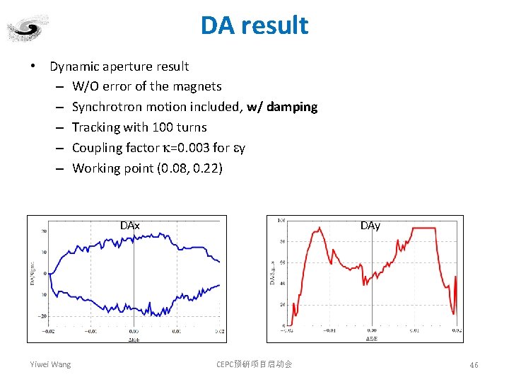 DA result • Dynamic aperture result – W/O error of the magnets – Synchrotron