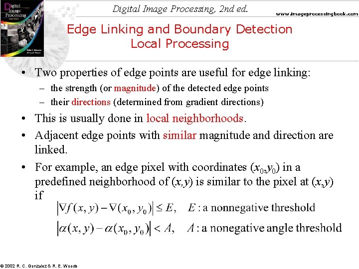 Digital Image Processing, 2 nd ed. www. imageprocessingbook. com Edge Linking and Boundary Detection