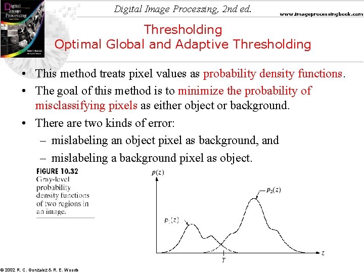 Digital Image Processing, 2 nd ed. www. imageprocessingbook. com Thresholding Optimal Global and Adaptive