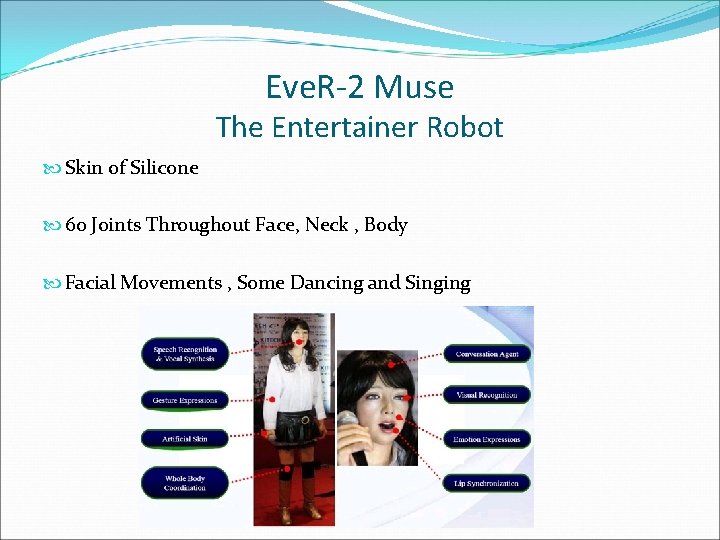 Eve. R-2 Muse The Entertainer Robot Skin of Silicone 60 Joints Throughout Face, Neck