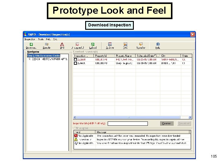 Prototype Look and Feel Download Inspection 105 