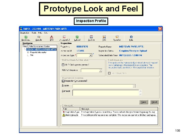 Prototype Look and Feel Inspection Profile 106 