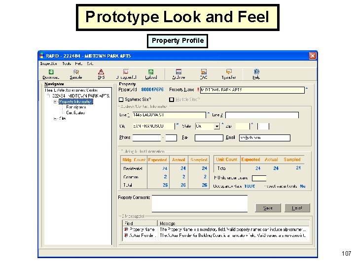 Prototype Look and Feel Property Profile 107 