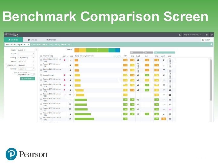 Benchmark Comparison Screen Benchmark Comparison Screen