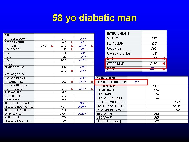 58 yo diabetic man 