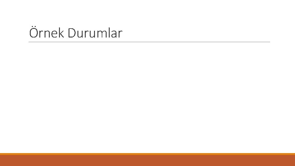 Örnek Durumlar 