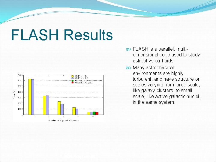 FLASH Results FLASH is a parallel, multidimensional code used to study astrophysical fluids. Many