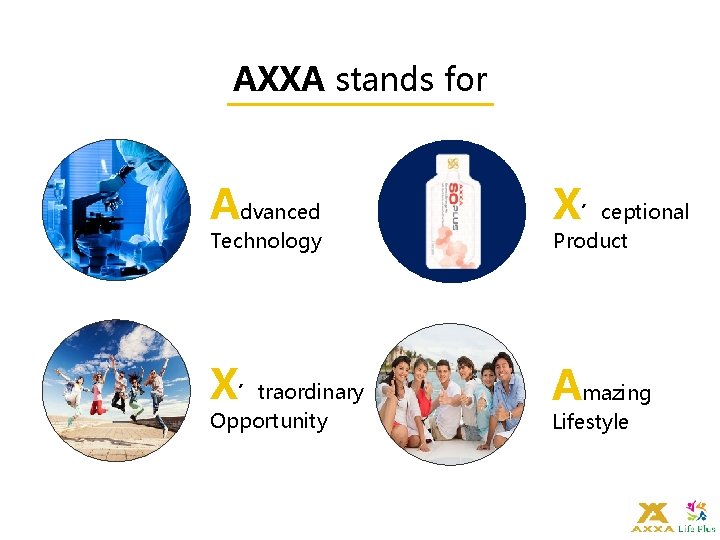 AXXA stands for Advanced X’ceptional X’traordinary Amazing Technology Opportunity Product Lifestyle 