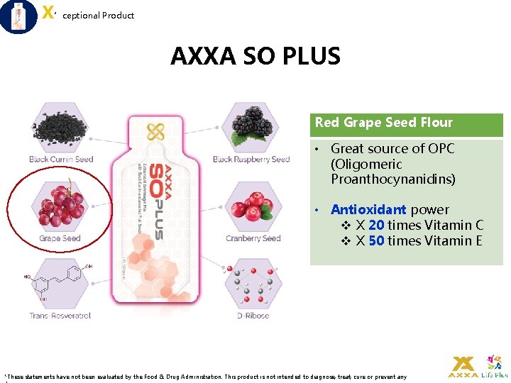 X’ceptional Product AXXA SO PLUS Red Grape Seed Flour • Great source of OPC