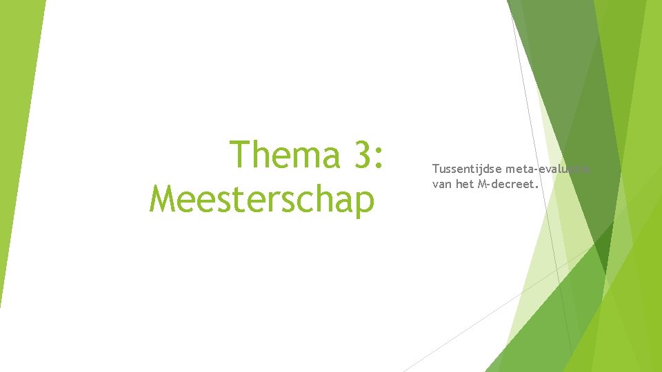 Thema 3: Meesterschap Tussentijdse meta-evaluatie van het M-decreet. 