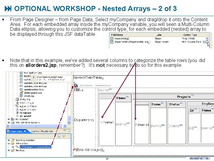 OPTIONAL WORKSHOP - Nested Arrays – 2 of 3 § From Page Designer OPTIONAL WORKSHOP - Nested Arrays – 2 of 3 § From Page Designer