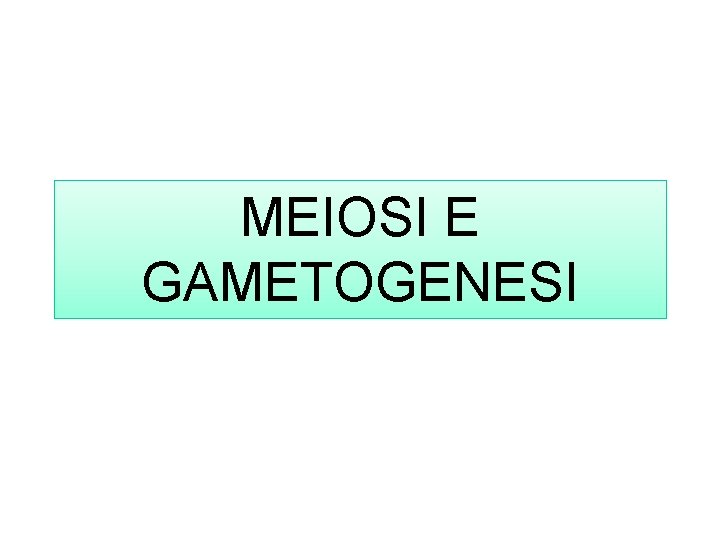 MEIOSI E GAMETOGENESI 