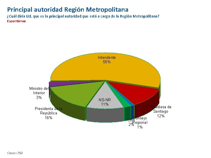 Principal autoridad Región Metropolitana ¿Cuál diría Ud. que es la principal autoridad que está