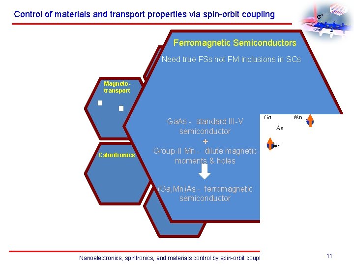 Control of materials and transport properties via spin-orbit coupling Ferromagnetic Semiconductors Nanotransport Need true