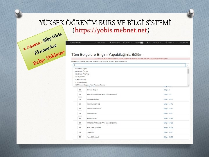 YÜKSEK ÖĞRENİM BURS VE BİLGİ SİSTEMİ (https: //yobis. mebnet. net) riş i G lgi