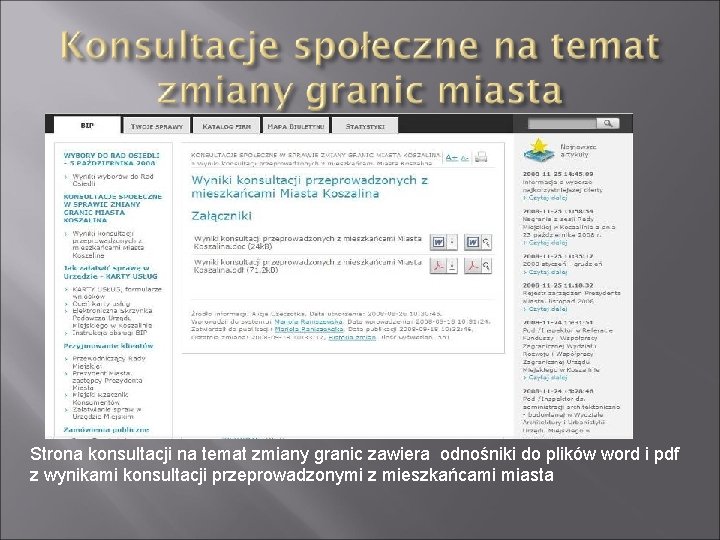 Strona konsultacji na temat zmiany granic zawiera odnośniki do plików word i pdf z