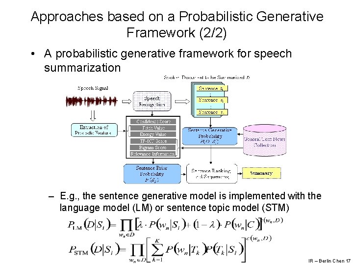 Approaches based on a Probabilistic Generative Framework (2/2) • A probabilistic generative framework for