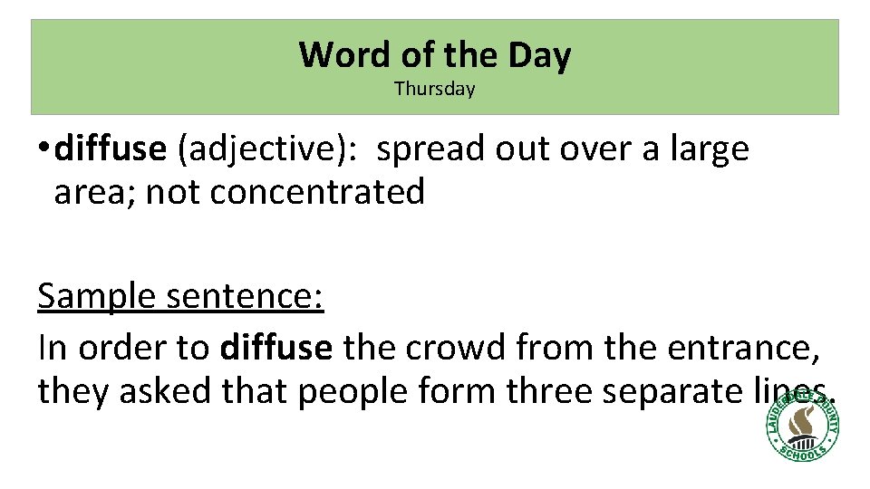 Word of the Day Thursday • diffuse (adjective): spread out over a large area;
